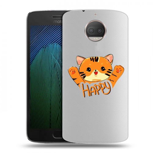 Полупрозрачный дизайнерский пластиковый чехол для Motorola Moto G5s Plus Прозрачные тигры