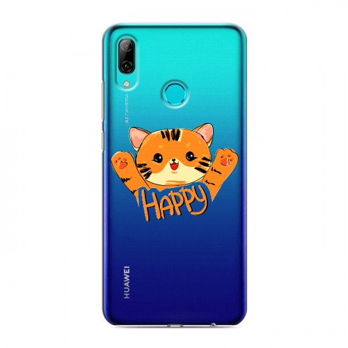 Полупрозрачный дизайнерский пластиковый чехол для Huawei Y7 (2019) Прозрачные тигры