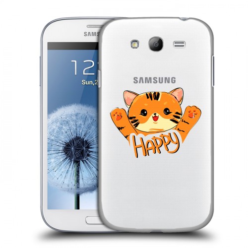 Полупрозрачный дизайнерский пластиковый чехол для Samsung Galaxy Grand Прозрачные тигры