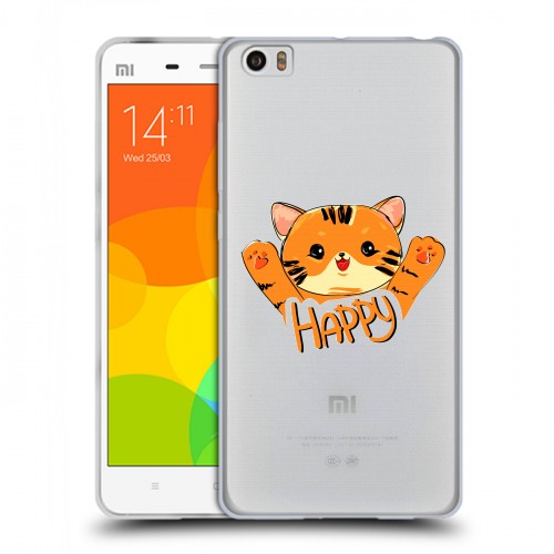 Полупрозрачный дизайнерский пластиковый чехол для Xiaomi Mi Note Прозрачные тигры