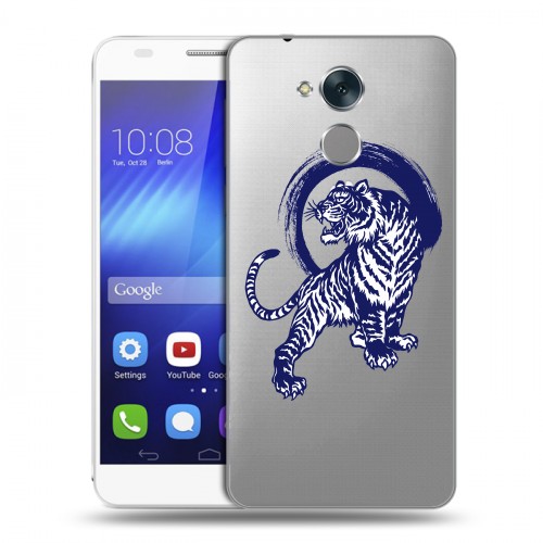 Полупрозрачный дизайнерский пластиковый чехол для Huawei Honor 6C Прозрачные тигры