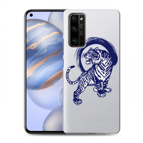 Полупрозрачный дизайнерский силиконовый с усиленными углами чехол для Huawei Honor 30 Прозрачные тигры