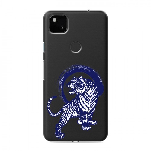 Полупрозрачный дизайнерский пластиковый чехол для Google Pixel 4a Прозрачные тигры