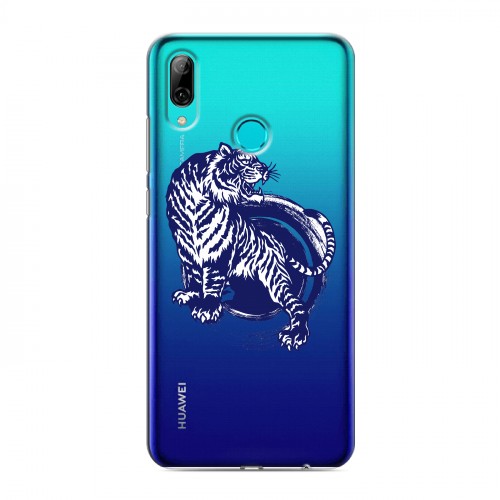 Полупрозрачный дизайнерский пластиковый чехол для Huawei Y7 (2019) Прозрачные тигры