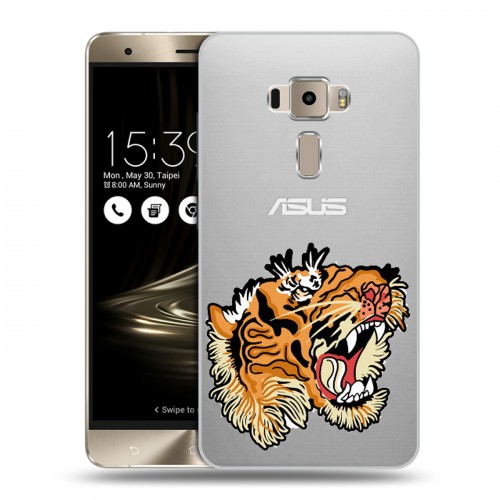 Полупрозрачный дизайнерский пластиковый чехол для Asus ZenFone 3 Прозрачные тигры