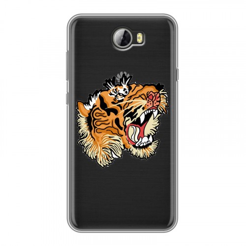 Полупрозрачный дизайнерский пластиковый чехол для Huawei Y5 II Прозрачные тигры