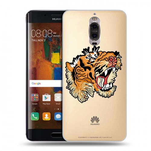Полупрозрачный дизайнерский пластиковый чехол для Huawei Mate 9 Pro Прозрачные тигры