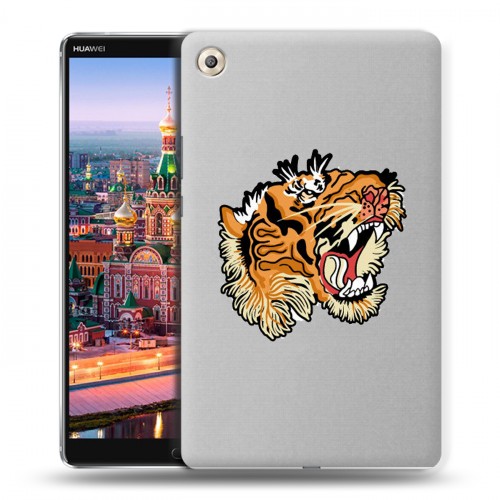 Полупрозрачный дизайнерский пластиковый чехол для Huawei MediaPad M5 8.4 Прозрачные тигры