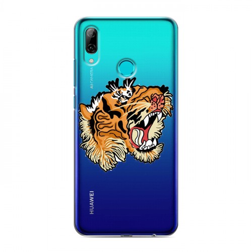 Полупрозрачный дизайнерский пластиковый чехол для Huawei P Smart (2019) Прозрачные тигры