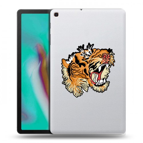 Полупрозрачный дизайнерский пластиковый чехол для Samsung Galaxy Tab A 10.1 (2019) Прозрачные тигры