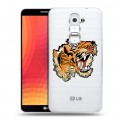 Полупрозрачный дизайнерский силиконовый чехол для LG Optimus G2 Прозрачные тигры