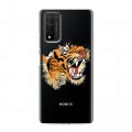 Полупрозрачный дизайнерский пластиковый чехол для Huawei Honor 10X Lite Прозрачные тигры