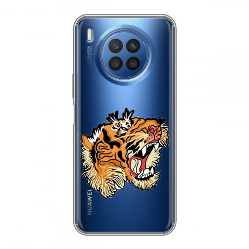Полупрозрачный дизайнерский пластиковый чехол для Huawei Nova 8i Прозрачные тигры
