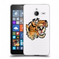 Полупрозрачный дизайнерский пластиковый чехол для Microsoft Lumia 640 XL Прозрачные тигры
