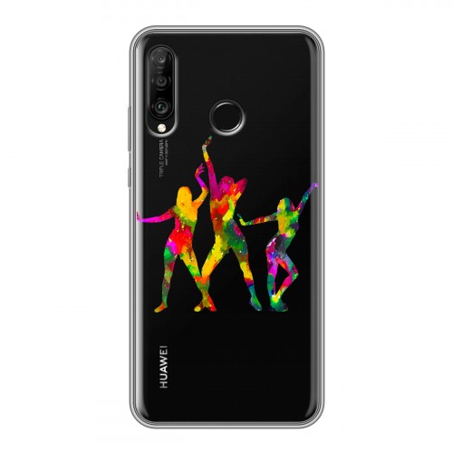 Полупрозрачный дизайнерский силиконовый чехол для Huawei P30 Lite Прозрачные танцоры