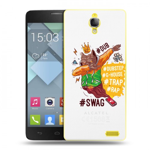 Полупрозрачный дизайнерский пластиковый чехол для Alcatel One Touch Idol X Прозрачное SWAG