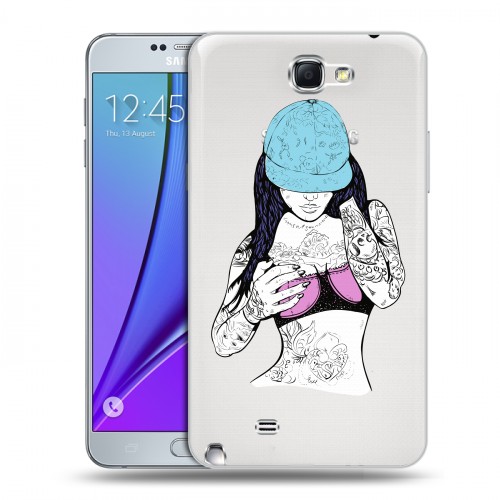 Полупрозрачный дизайнерский пластиковый чехол для Samsung Galaxy Note 2 Прозрачное SWAG