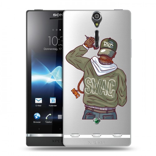 Полупрозрачный дизайнерский пластиковый чехол для Sony Xperia S Прозрачное SWAG