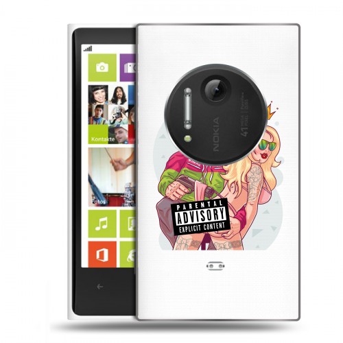 Полупрозрачный дизайнерский пластиковый чехол для Nokia Lumia 1020 Прозрачное SWAG