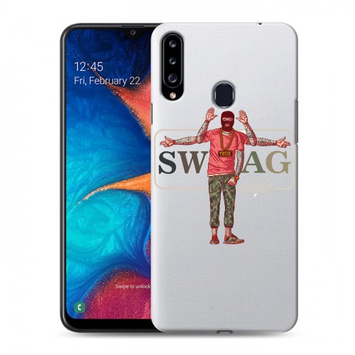 Полупрозрачный дизайнерский пластиковый чехол для Samsung Galaxy A20s Прозрачное SWAG