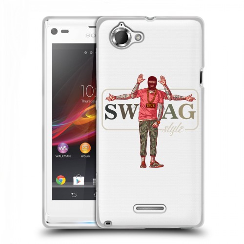 Полупрозрачный дизайнерский пластиковый чехол для Sony Xperia L Прозрачное SWAG