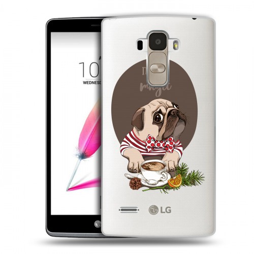 Полупрозрачный дизайнерский пластиковый чехол для LG G4 Stylus Прозрачные щенки