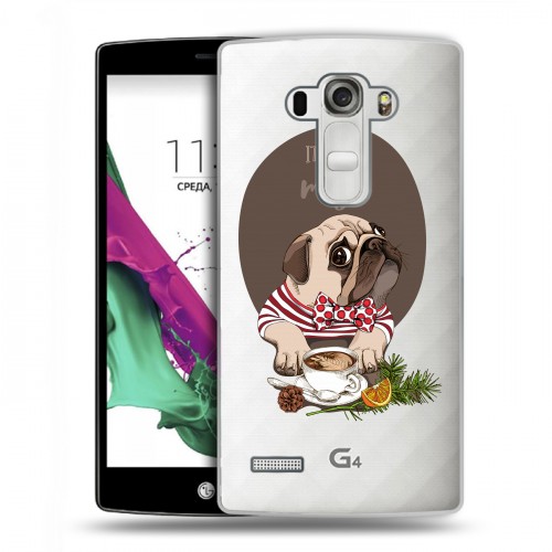 Полупрозрачный дизайнерский пластиковый чехол для LG G4 S Прозрачные щенки