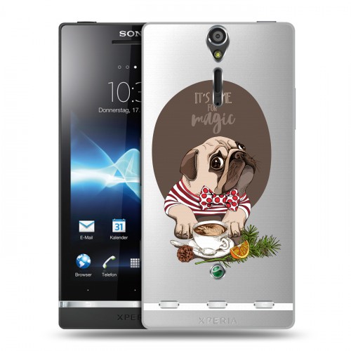 Полупрозрачный дизайнерский пластиковый чехол для Sony Xperia S Прозрачные щенки