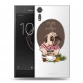 Полупрозрачный дизайнерский пластиковый чехол для Sony Xperia XZs Прозрачные щенки