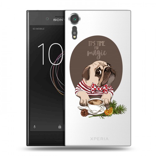 Полупрозрачный дизайнерский пластиковый чехол для Sony Xperia XZs Прозрачные щенки