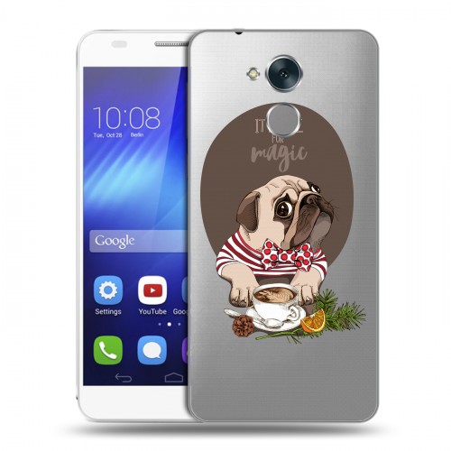 Полупрозрачный дизайнерский пластиковый чехол для Huawei Honor 6C Прозрачные щенки