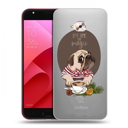 Полупрозрачный дизайнерский пластиковый чехол для ASUS ZenFone 4 Selfie Pro Прозрачные щенки