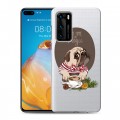 Полупрозрачный дизайнерский пластиковый чехол для Huawei P40 Прозрачные щенки