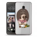 Полупрозрачный дизайнерский пластиковый чехол для HTC Desire 700 Прозрачные щенки