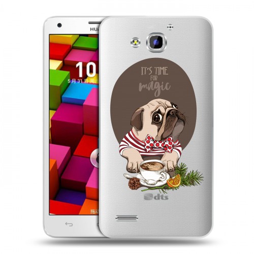 Полупрозрачный дизайнерский пластиковый чехол для Huawei Honor 3x Прозрачные щенки