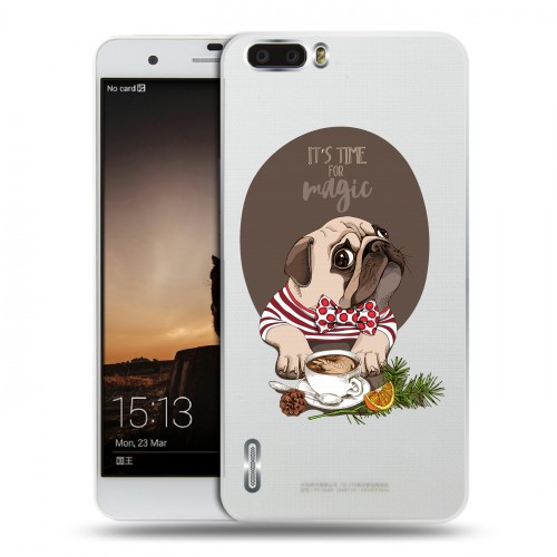 Полупрозрачный дизайнерский силиконовый чехол для Huawei Honor 6 Plus Прозрачные щенки