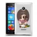 Полупрозрачный дизайнерский пластиковый чехол для Microsoft Lumia 435 Прозрачные щенки