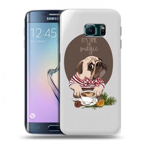Полупрозрачный дизайнерский пластиковый чехол для Samsung Galaxy S6 Edge Прозрачные щенки