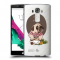 Полупрозрачный дизайнерский пластиковый чехол для LG G4 Прозрачные щенки