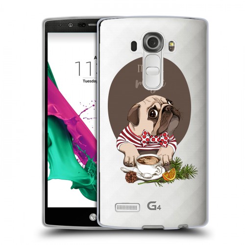 Полупрозрачный дизайнерский пластиковый чехол для LG G4 Прозрачные щенки