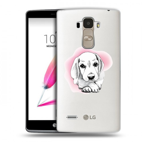 Полупрозрачный дизайнерский пластиковый чехол для LG G4 Stylus Прозрачные щенки