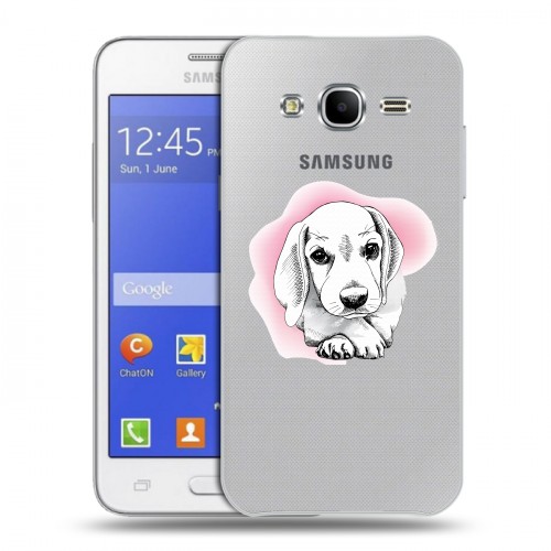 Полупрозрачный дизайнерский пластиковый чехол для Samsung Galaxy J7 Прозрачные щенки