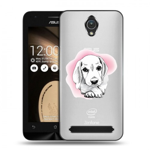 Полупрозрачный дизайнерский пластиковый чехол для ASUS Zenfone Go Прозрачные щенки