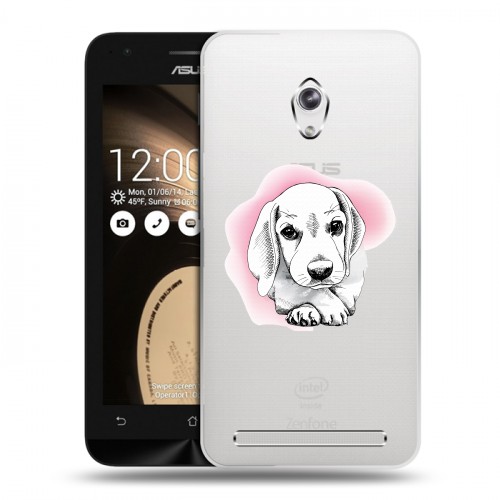 Полупрозрачный дизайнерский пластиковый чехол для ASUS Zenfone C Прозрачные щенки