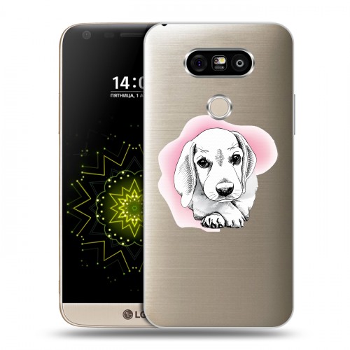 Полупрозрачный дизайнерский пластиковый чехол для LG G5 Прозрачные щенки