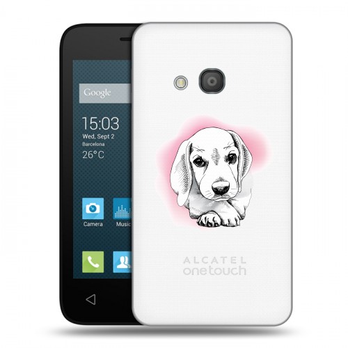 Полупрозрачный дизайнерский пластиковый чехол для Alcatel One Touch Pixi 4 (4) Прозрачные щенки