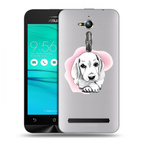 Полупрозрачный дизайнерский пластиковый чехол для ASUS ZenFone Go ZB500KL Прозрачные щенки