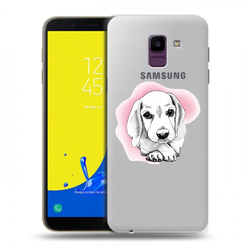 Полупрозрачный дизайнерский пластиковый чехол для Samsung Galaxy J6 Прозрачные щенки