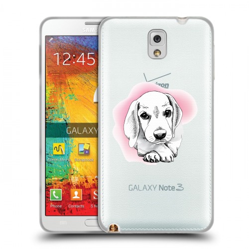 Полупрозрачный дизайнерский пластиковый чехол для Samsung Galaxy Note 3 Прозрачные щенки