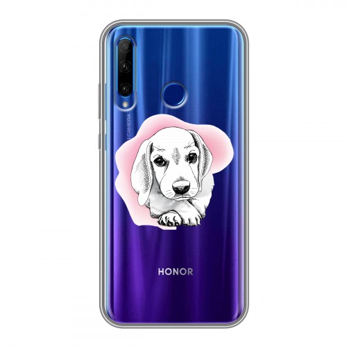 Полупрозрачный дизайнерский силиконовый чехол для Huawei Honor 10i Прозрачные щенки